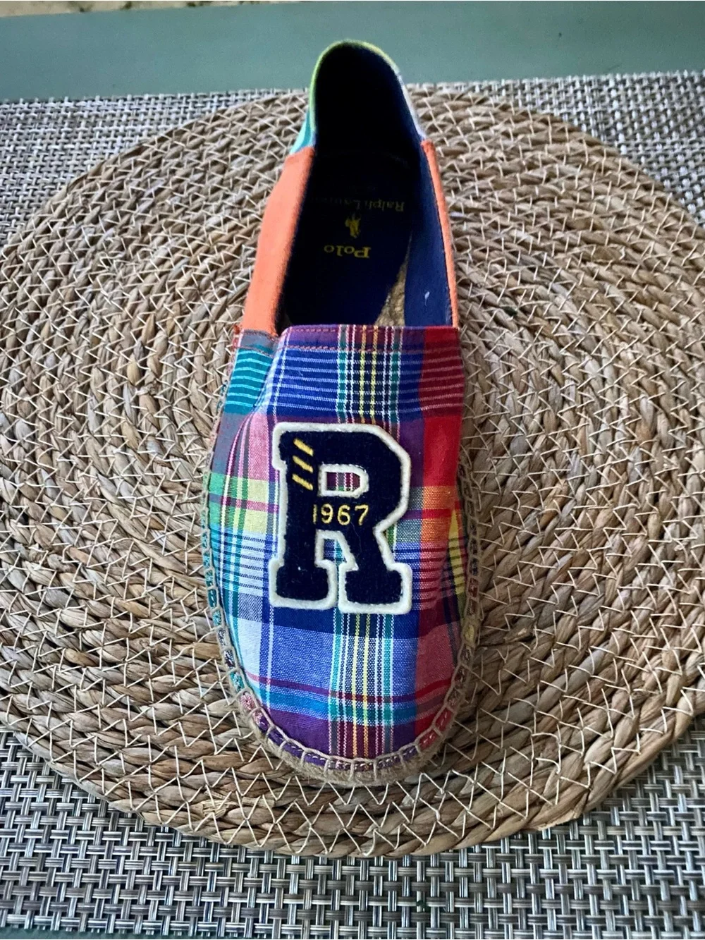Polo by Ralph Lauren Multicolor Plaid Slip-On Loafers with Orange Interior